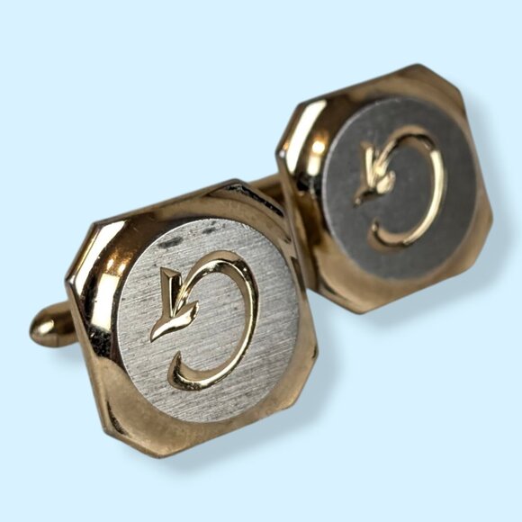 V. Letter "G" Metal Cufflinks - Picture 2 of 5